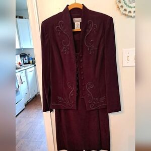 2 piece calf length (Midi) burgandy skirt and top